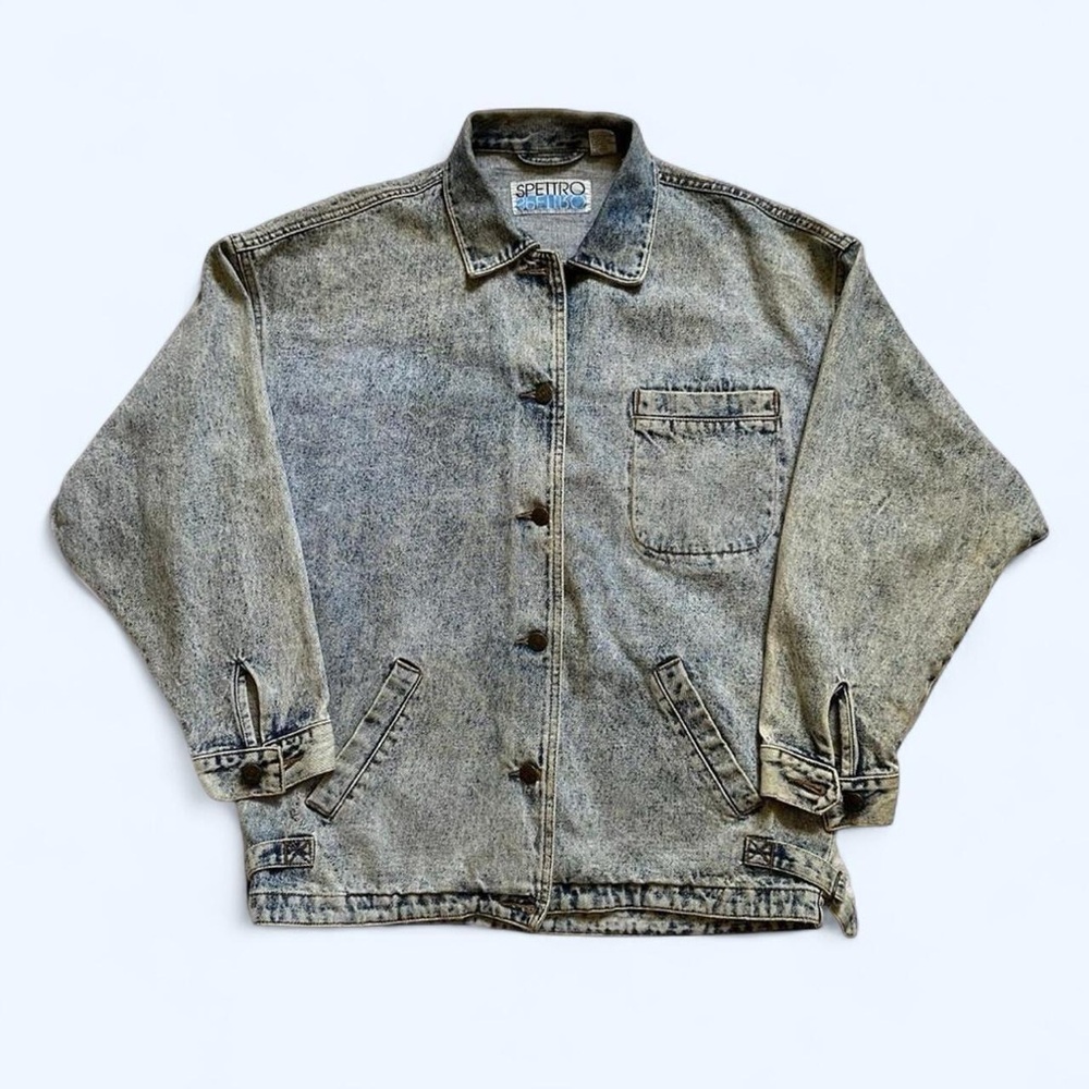 Vintage Acid Washed Denim Overshirt Jacket - Grey S